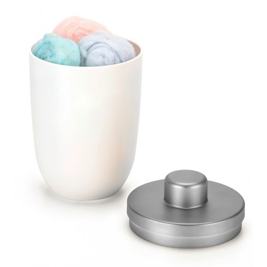 Porta Algodão 500ml 14cm Altura Branco Cromo Fosco